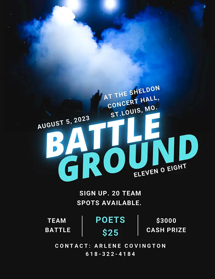 1108 Poetry events - "Battleground" poetry slam poster - St. Louis